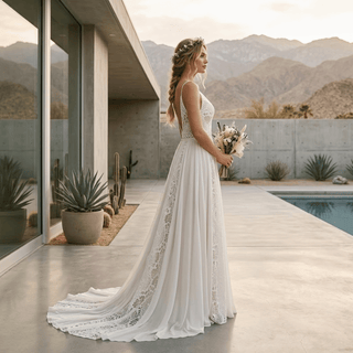 Boho Spaghetti Strap Bridal Dress - Diva Melody