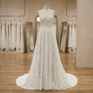 Boho Spaghetti Strap Bridal Dress - Diva Melody