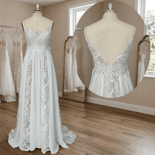Boho Spaghetti Strap Bridal Dress - Diva Melody