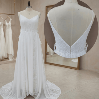 Boho Spaghetti Strap Bridal Dress - Diva Melody