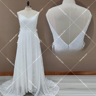 Boho Spaghetti Strap Bridal Dress - Diva Melody