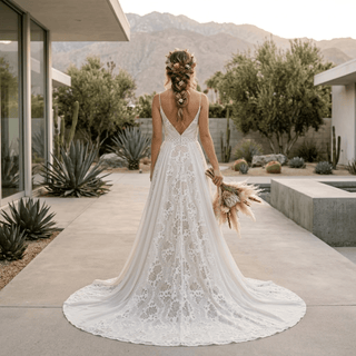 Boho Spaghetti Strap Bridal Dress - Diva Melody