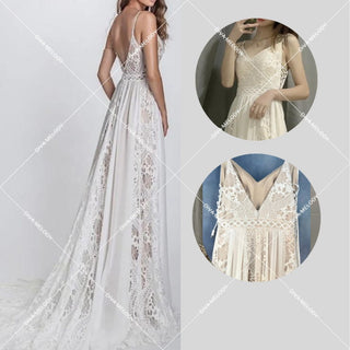 Boho Spaghetti Strap Bridal Dress - Diva Melody