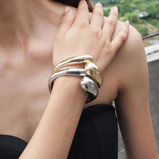 Bold Simple Alloy Cuff Opening Rough Bangles - Diva Melody