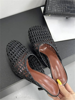 Breathable Mesh Thin Heel Mules - Diva Melody