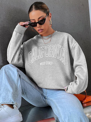 California West Coast Print Long Sleeves O - neck Pullovers Sporty Sweatshirts - Diva Melody