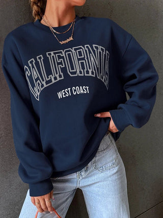 California West Coast Print Long Sleeves O - neck Pullovers Sporty Sweatshirts - Diva Melody