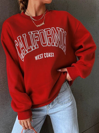 California West Coast Print Long Sleeves O - neck Pullovers Sporty Sweatshirts - Diva Melody