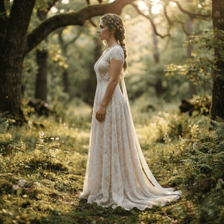 Cap Sleeves Backless Bridal Gown with Ribbon - Diva Melody