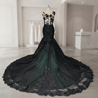 Cape Lace Mermaid Wedding Dress - Diva Melody