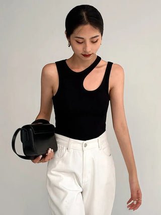 Casual cut t round neck sleeveless slim tank tops - Diva Melody