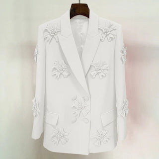 Casual Double - Breasted Appliqué Blazer - Diva Melody