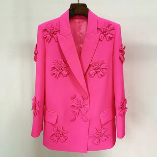 Casual Double - Breasted Appliqué Blazer - Diva Melody