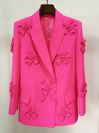 Casual Double - Breasted Appliqué Blazer - Diva Melody