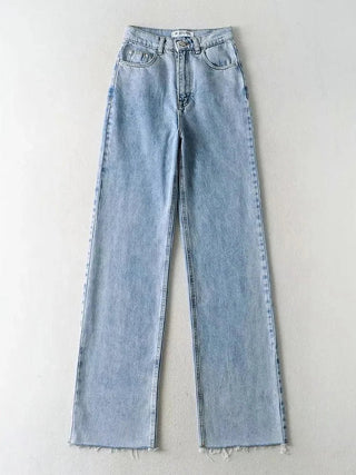 Casual High Waist Straight Leg Jeans - Diva Melody