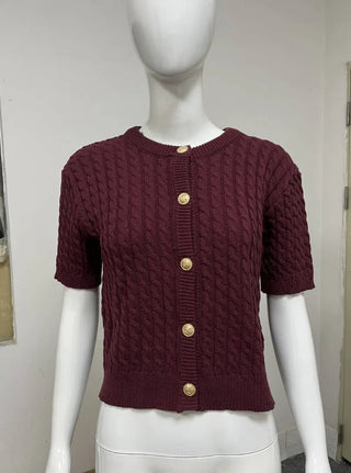 Casual Knit Short Sleeve Top - Diva Melody