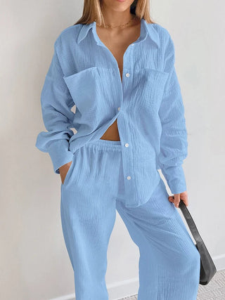 Casual Long Sleeve Cotton Pajama Set - Diva Melody