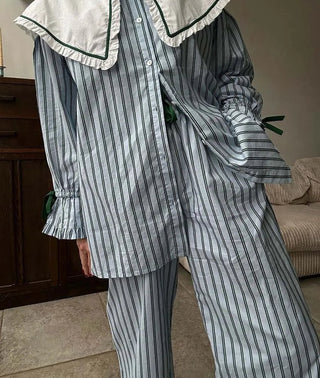 Chic Blue Print Shirt and Pants Set - Diva Melody