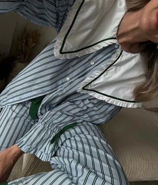 Chic Blue Print Shirt and Pants Set - Diva Melody