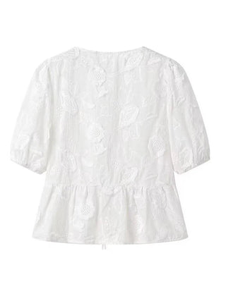 Chic Flower Embroidery Blouse - Diva Melody