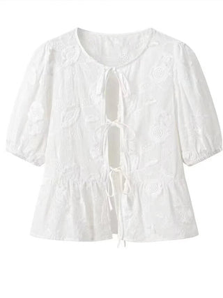 Chic Flower Embroidery Blouse - Diva Melody