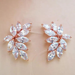 Chic Leaf AA Marquise Delicate Earrings Wedding Party Jewelry - Diva Melody