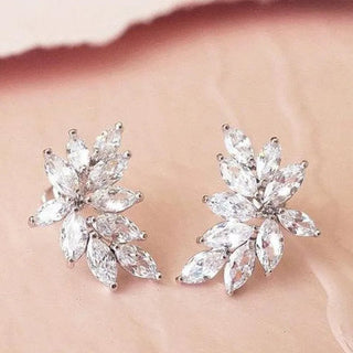 Chic Leaf AA Marquise Delicate Earrings Wedding Party Jewelry - Diva Melody