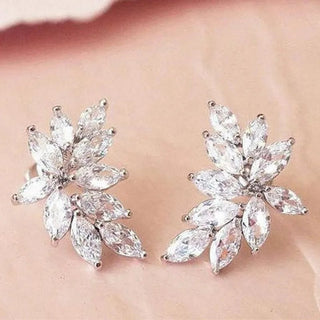 Chic Leaf AA Marquise Delicate Earrings Wedding Party Jewelry - Diva Melody