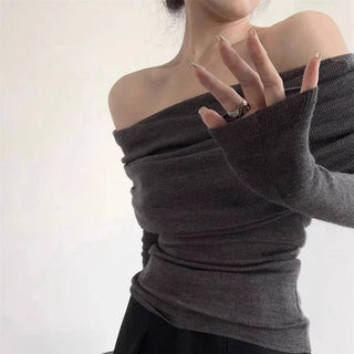 Chic Off - Shoulder Slim Knit Top - Diva Melody