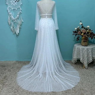 Chic Pearl Beach Wedding Dress - Diva Melody