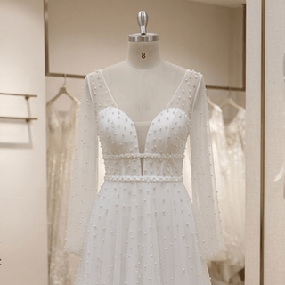 Chic Pearl Beach Wedding Dress - Diva Melody