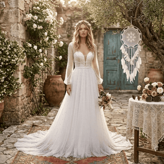 Chic Pearl Beach Wedding Dress - Diva Melody