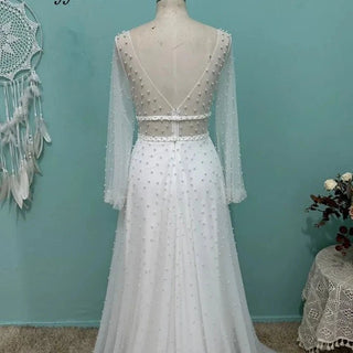 Chic Pearl Beach Wedding Dress - Diva Melody