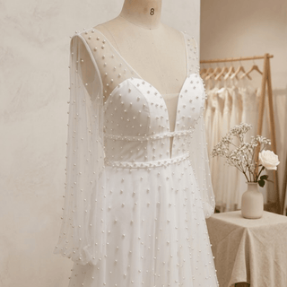 Chic Pearl Beach Wedding Dress - Diva Melody