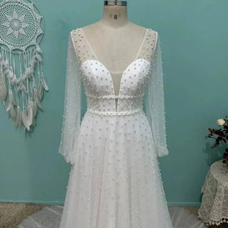 Chic Pearl Beach Wedding Dress - Diva Melody