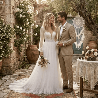 Chic Pearl Beach Wedding Dress - Diva Melody