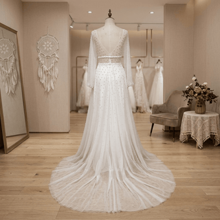 Chic Pearl Beach Wedding Dress - Diva Melody