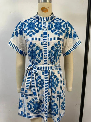 Chic Print Short Vacation Dress - Diva Melody