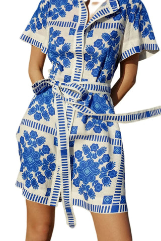 Chic Print Short Vacation Dress - Diva Melody