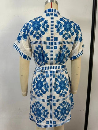 Chic Print Short Vacation Dress - Diva Melody