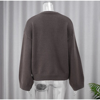 Chic Round Neck Knitted Pullover - Diva Melody