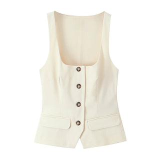 Chic Sleeveless Single Breasted Top - Diva Melody
