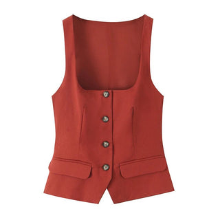 Chic Sleeveless Single Breasted Top - Diva Melody