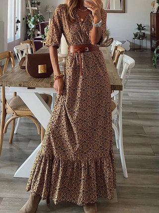 Chic V - Neck Floral Printed Maxi Dress - Diva Melody