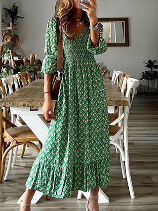 Chic V - Neck Floral Printed Maxi Dress - Diva Melody