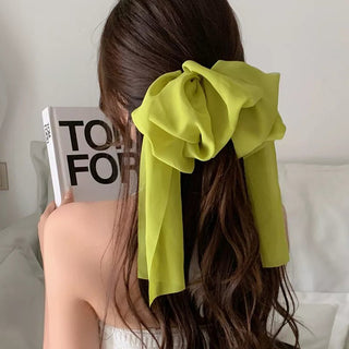 Chiffon Multi - layer Large Barrette Bow Hairpin - Diva Melody