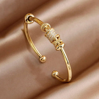 Classic Luxury Zirconia 14K Gold Plated Snake Bangle - Diva Melody