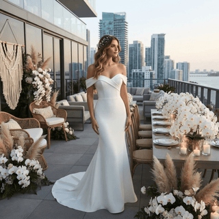 Classic Off-Shoulder Wedding Dress - Diva Melody