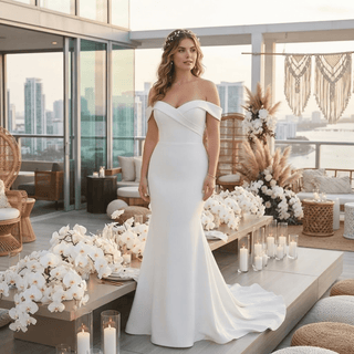 Classic Off-Shoulder Wedding Dress - Diva Melody