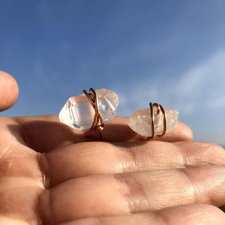 Clear Quartz Natural Irregular Winding Raw Stone Stud Earrings - Diva Melody